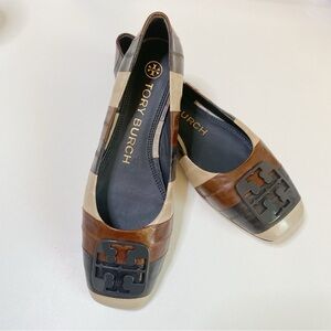 TORY BURCH Georgia Striped eel ballet leather flats Size 6 US New without box